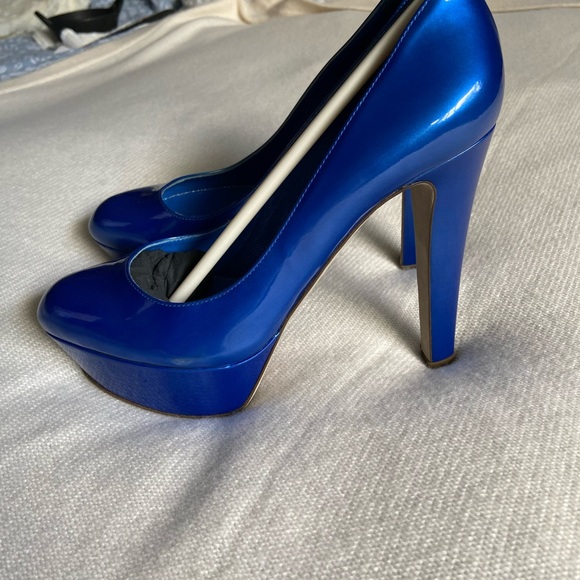 Sergio Rossi patent leather platform-sole pumps blue. Size 38 - Picture 4 of 12